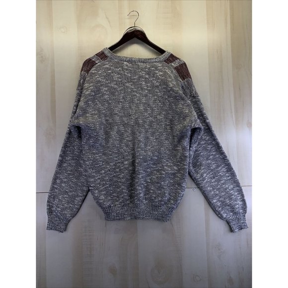 Vtg 80s-The Fox Collection Men Wool Blend V Neck Knit Sweater Pullover Sz L-6538 - Picture 4 of 5